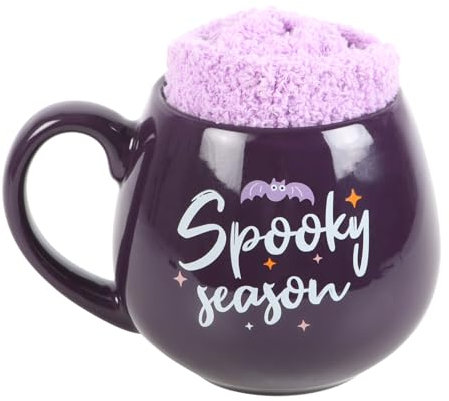 Charming Pastel Halloween Set – Includes Unique Rounded Purple Ceramic Mug – Quality Craftsmanship for Festive Coffee, Tea, or Cocoa – Whimsical and Durable Seasonal Decor