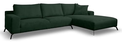 VENASI MÖBEL Ecksofa ohne Schlaffunktion Links/Rechts Sofa L-Form Eckcouch Couchgarnitur Couch Cordstoff (Grün, Rechts)