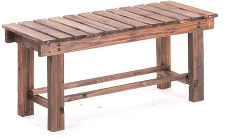 LYUCAYHQ Balkonbank, 2-Personen-gartenbank Holz, Wetterfeste Gartenbank Ohne Rückenlehne, Rostfreie Terrassenbank für Garten, Rasen, Veranda, Park, Hinterhof(90cm/35in)