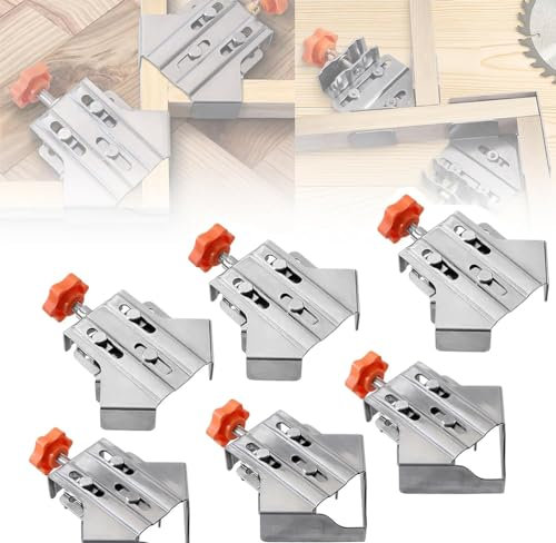 2024 Upgraded Multipurpose Stainless Steel 90 Degree Corner Clamp, Corner Clamps for Woodworking, 90 Degree Angle Clamp New Hand Tools 2024, Stainless Steel Right Angle Clamp Photo Framing (6pcs)