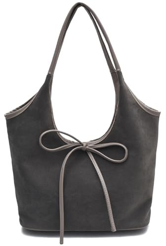 JANSBEN Tote Bag Wildleder Handtasche Damen Groß Shopper Veloursleder Tasche Shoulder Bag Hobo Tasche Gross Schultertasche Slouchy Bag Henkeltasche Stoff