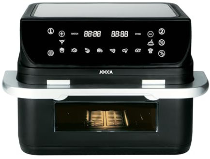 JOCCA - Friggitrice ad aria calda 10 L| Friggitrice senza olio| Air Fryer| Timer| Temperatura regolabile| Cucina Sana| Nero doppio secchio)