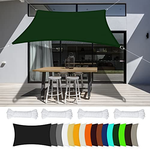 Tenda parasole impermeabile per esterni, 3 x 6 m, con blocco UV al 98%, per cortile, piscina, prato, verde scuro