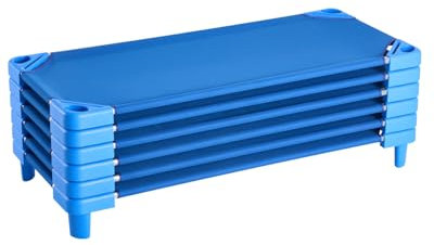 VEVOR stapelbares Kinderbett 6er-Pack tragbare Kleinkinder-Schlafbetten, Standardgröße 130 x 57 x 15 cm, Kindertagesstättenbetten Vorschulklassenzimmer zum Schlafen Ausruhen Mittagsschlaf, blau