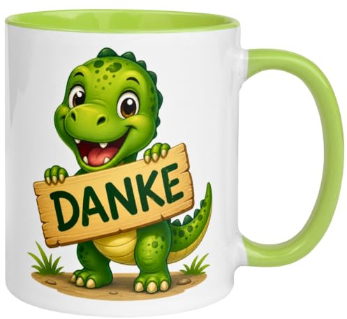 Dino Tasse | Danke Motiv mit Dinosaurier | Lustiger Dankeschön Becher