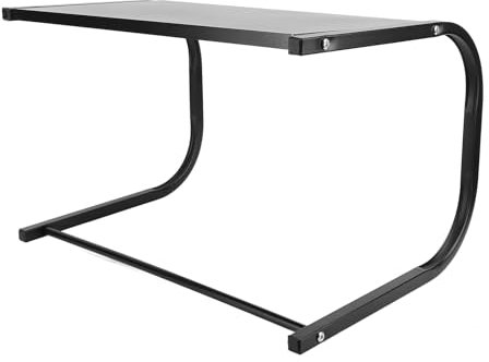 Microwave Oven Rack 2 Tier Countertop Toaster Stand, Heavy Duty Metal Pantry Shelf Space Riser Organizer L Shaped Black for Jars, Bowls, Plates, Pans, Stockpots