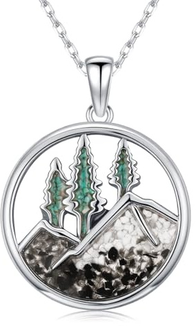StoryMidir Berg kette für Damen 925 Sterling silber türkisfarbener Berg anhänger Halsketten mit Naturschmuck, Geschenk für Skifahrer Wanderer Camper Kletterer und Naturliebhaber