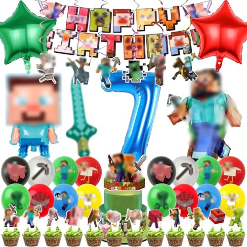 Huangzd 54 Stück Pixe Geburtstagsdeko Erwachsener, Ballons Party Deko | Luftballons Geburtstag Set, Kindergeburtstag Folienballon, Geburtstag Party Deko Ballons Set für Erwachsener