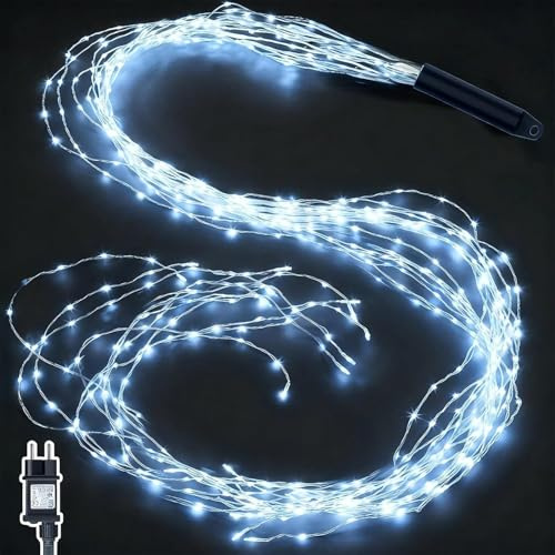 Cozymeow Lichterschweif 2M 200 LED Weihnachtsbeleuchtung Lichterstrang | Strom, Timer, 8 Modi Wasserfall Lichterkette Wasserdicht Lichterbündel für Weihnachten Außen Innen Deko - Kaltweiß