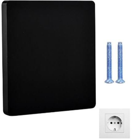 ChainYao Single Gang Screwless Matt Black Blank Plate, Easy Fit Wall Cover Plate for Unused Light Switch & Electrical Outlet Openings, Standard UK Fitting Size