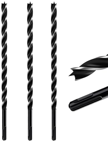 Extra Long 12mm x 300mm Auger Drill Bit 3pcs SDS Plus Wood Auger Drill Bits | 3pcs 12mm Dia. Timber Drill Bit 300 mm Long for Woodworking