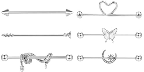 GUSXPPD 14G Industrial Piercing Stab Helix Ohrring Piercing Ohr Barbell Ohrringe für Knorpel und Helix Industrial Piercing Barbell Ohr Piercing Retainer Körperschmuck Ohr Piercing Bar Damen