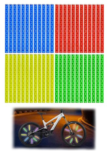 YIPFEN 48 Pezzi Catarifrangenti per Raggi Bicicletta Riflettori per Bici da Corsa 360° Visibilità Raggi Riflettenti per Ruote Standard (75mm) (Colorati)