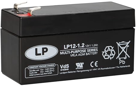 Stützbatterie 12V 1,2Ah VRLA AGM passend für N000000004039 und LR024953 – Backup‑Batterie für Mercedes‑Benz A/B/CLA/E/GL/GLE & Range Rover Evoque – T1 Anschlüsse, 97×43×58 mm