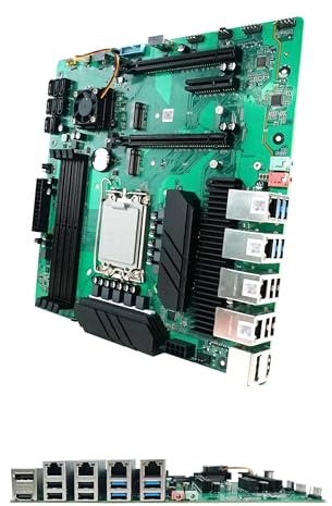 Z690 chip NAS Motherboard, Industrial Motherboard Supports Intel 12/13/14th LGA1700 Processors 4x2.5G i226 Network, 8xSATA,4K DP HDMI,PCIE X16/X4 Slots, 4*M.2 NVMe,4*DDR4,Soft Router Firewall M-ATX