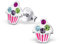 Bungsa Kinder-Ohrstecker CUPCAKE aus STERLING SILBER 925 - süßes Ohrringe Set mit KRISTALL TÖRTCHEN für Damen & Kinder - 1 Paar silberne Ohrringe zum Stecken - hochwertiger Ohrschmuck mit Cupcakes