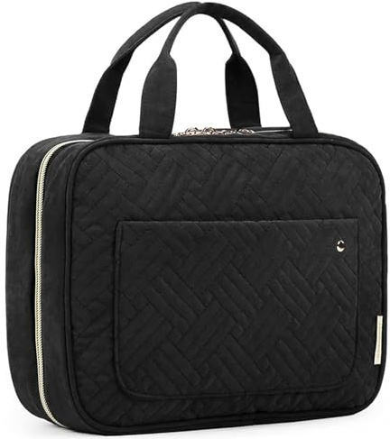 BAGSMART Large Toiletry Bag Travel Bag with Hanging Hook, Water-resistant Makeup Cosmetic Bag Travel Organizer for Accessories, Shampoo, Full Sized Container, Toiletries