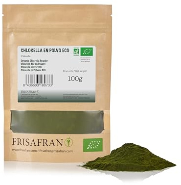 FRISAFRAN | Ekologiskt Chlorellapulver 100g | Eko Chlorella | chlorella pulver | innehåll av antioxidanter | ren och naturlig | Mikroalger | Vegetabiliska fibrer | detox | Vegetabiliskt protein