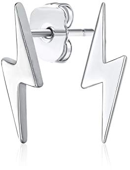 Winzige Minimalistische Geometrische Zick Zack Blitz Stud Ohrringe Für Frauen Teenager .925 Sterling Silber