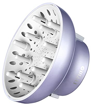 GIHALI difusor Universal para secadores de pelo con boquilla de diámetro 4,4-6,6 cm, Hair holding fuerte, para pelo rizado u ondulado, para rizos sin frizz (Lavanda)