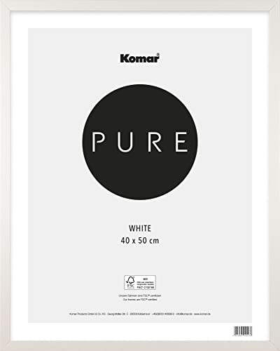 Komar Cadre Photo en Bois Blanc 40 x 50 cm avec Verre Acrylique hautement Transparent, Blanc, 40 x 50 cm