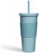 Neon Kactus Super Sonic Thermo Becher mit Strohhalm und Deckel, Lebensmittelechte Silikonhülle, Doppelwandig, Auslaufsicher, Matt-Pastellfarbe, Mehrweg Acryl-Becher, gestaltbares DIY-Geschenk, 650ml