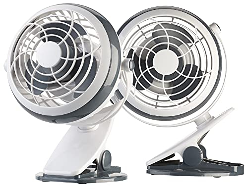 Sichler Haushaltsgeräte Lüfter USB: 2er-Set Mobile Ventilatoren mit Klemme, USB- & Batterie-Betrieb, 3 W (Kleiner Ventilator, Clip, Deckenventilator)