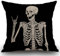 Smooffly Kissenbezug mit Totenkopf-Skelett, Leinen, dekoratives quadratisches Design, für Couch, Wohnzimmer, Sofa, Bett, 45 x 45 cm