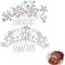 2 Pieces Bridal Pearl Hair Comb,Light Rose Gold Wedding Pearl Hair Accessories for Bride Bridesmaid,Handmade Pearl Hair Slides for Women