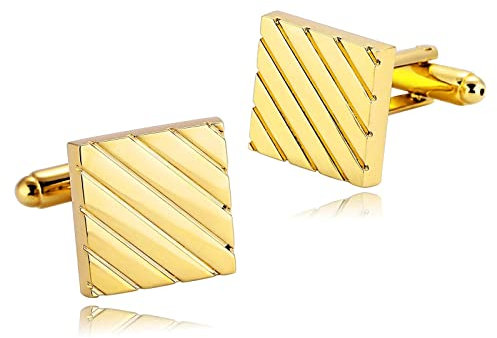 Skcess Edle Manschettenknöpfe Gold, Manschettenknöpfe Herren Quadrat Hemd-Manschettenknöpfe Rostfreier Stahl Geschenke für Herren Und Damen