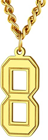 Supcare 18k vergoldet Zahl acht Kette Damen Nummer 8 Anhänger Edelstahl Halskette für Männer Jungen Hip Hop Rapper Charm Halskette Modeschmuck Accessoire