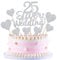 Blumomon 25Pcs 25th Anniversary Cake Toppers Silver 25th Weddding Anniversary Heart Cake Decoration for 25 Silver Wedding Celebration Party Supplies