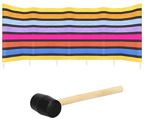 SPRINGOS Plage Coupe-Vent Paravent Camping Plage Brise Vent 6 m avec Marteau en Caoutchouc Motif rayé