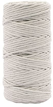 Vaessen Creative Makramee Garn Hellgrau, 3mm x 100 m, 100% Baumwolle, in Verschiedenen Farben Verfügbar, DIY, Basteln von Dekoration Wie Blumenampel, Wandbehang, Windlicht, Traumfänger