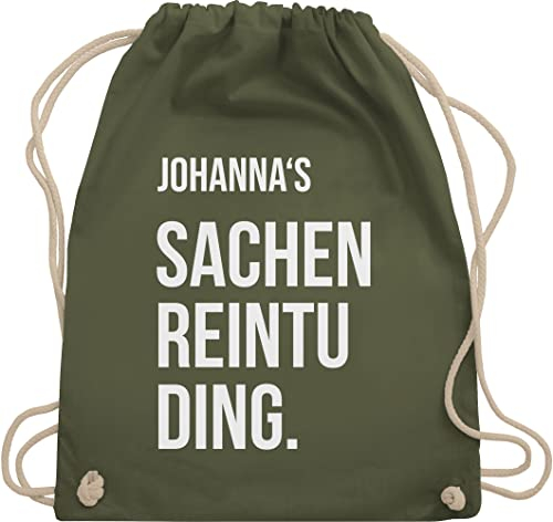 Turnbeutel Rucksack - Taschen - Damen - Sachenreintuding mit Name personalisiert I Sachen Reintu Ding Name | Stoffbeutel mit Spruch - Unisize - Olivgrün - personalisierter sportbeutel