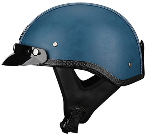 MOTESEN Paar Standard Motorradhalbschale Motorrad Herren Vintage Deutsche Lederhelme Helme für Erwachsene Motorradhalbschale ECE 2205 EUR Straßenzulassung