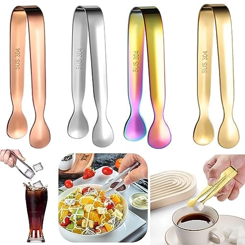 Pinze per ghiaccio,4 pezzi pinza per zucchero multicolore in acciaio inox,pinza per insalata,clip per caramelle,Ice Tongs,pinza da cucina per ristorante di famiglia,bar
