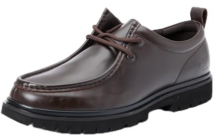 Calvin Klein Náuticos Hombre Hybrid Apron Laceup Shoe Elegantes, Marrón (Dark Brown/Black), 42