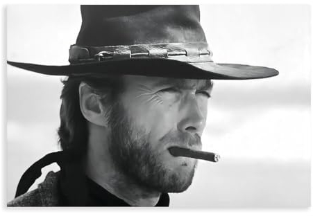 Clint Eastwood Art Clint Eastwood Poster Clint Eastwood Print Cowboy Art Western Decor Zigarrendruck P Leinwand Poster Wandkunst Dekor Druck Bild Gemälde für Wohnzimmer Schlafzimmer Dekoration