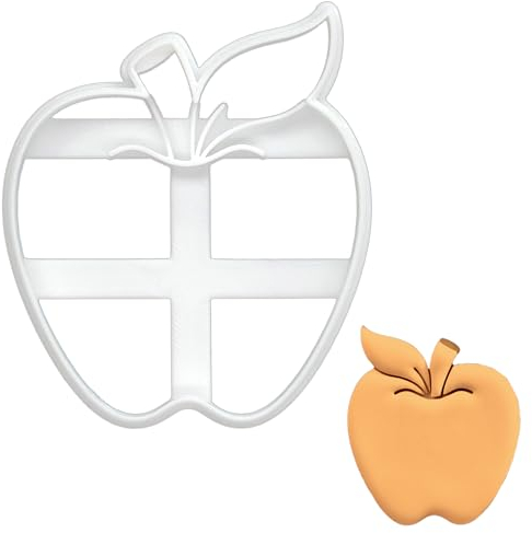 BAKERLOGY Apfel Ausstechform, Keksausstecher Apfel, Apfelform, Detailliertes Keksausstecher-Design zum Backen und Basteln, ideal für Fondant, Teig, Ton