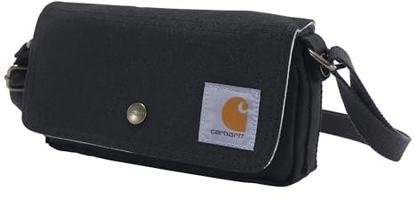 Carhartt Horizontale Umhängetasche, kann als Crossbody, Clutch oder Hüfttasche mit abnehmbarem Gurt getragen Werden, Schwarz