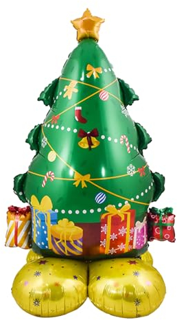 VIKY® Weihnachtsdeko Weihnachten Luftballons,XXL 3D Weihnachtsbaum Folienballon Stehend,Weihnachten Deko Ballon Grün,Merry Christmas Decorations,Weihnachtsballons Stehender für Weihnachten Party Deko