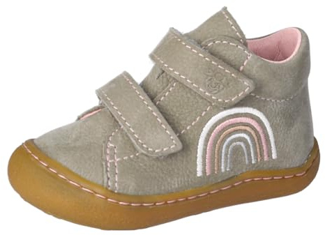 RICOSTA Mädchen Low-Top Sneaker Karli, Kinder Lauflernschuhe, lose Einlage, terracare, Klettschuhe, eukalyptus/Rose (Regenbogen) (530), 23 EU