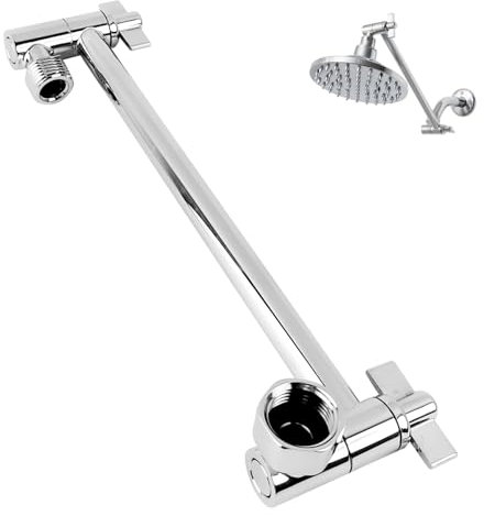 Duschkopfverlängerung, Edelstahl Duschkopf Verlängerungsarm, 288 mm Verstellbarer Duschkopf Verlängerung, Duscharm Verlängerung mit Sicherungsmuttern, G1/2'' Universalanschluss (1)
