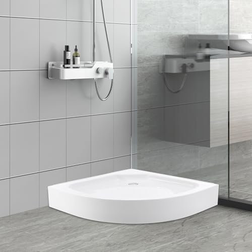 Receveur de douche 80 x 80 cm, bac de douche d'angle en acrylique, avec long tuyau d'évacuation, capacité de charge 260 kg, antidérapant, pour appartements, hôtels