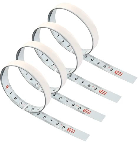 ‎FASBET 4 unidades de cinta métrica autoadhesiva de 1 m de derecha a izquierda para pegar, cinta métrica autoadhesiva de metal para fresadora en T para sierra de mesa, herramienta de carpintería