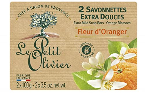LE PETIT OLIV. Savonnettes Extra Douces à la Fleur d'Oranger 200G pour une peau délicatement parfumée- Lot De 4