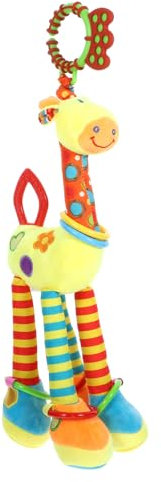 KONTONTY Dentition Peluche Girafe pour Éveil et Accessoire de Poussette pour Développement Visuel Nourrissons