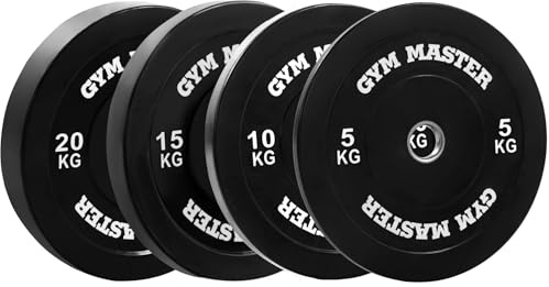 GYM MASTER 2 Black Rubber Bumper Plates for Olympic Barbell Weight Lifting
