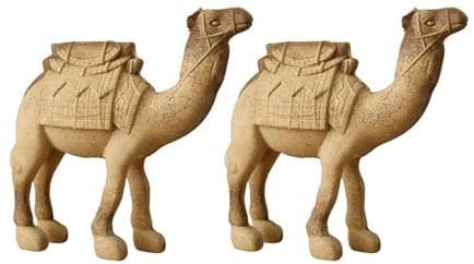 Colcolo 2 Stück Holztierfiguren, unbemalte Holzfiguren, unfertige Dekorationen, Skulpturen für Tischdekorationen im Wohnzimmer, Kamel